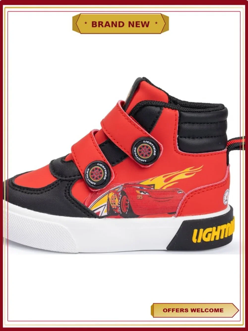 Toddler Boys Lightning McQueen High Top Sneakers with Dual Straps